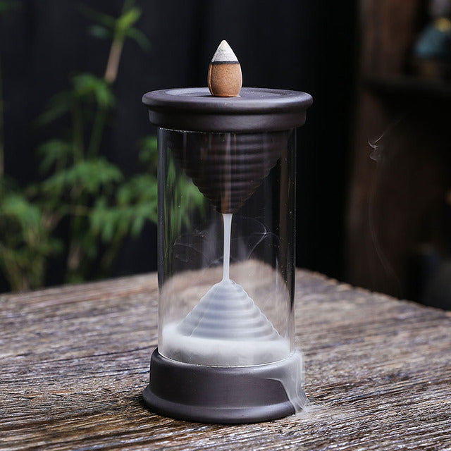 Modern Flow | Creative Wooden Lid Hourglass Waterfall Burner